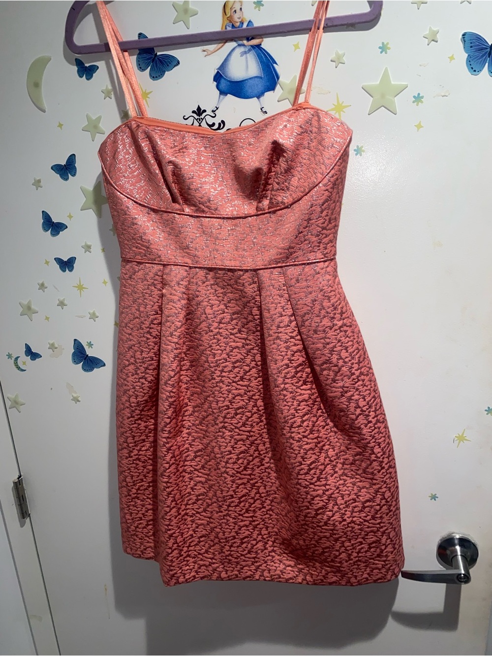 BCBG Max Azria Strapless Pink Metallic Jacquard Fit & Flare Cocktail Dress - Picture 2 of 7